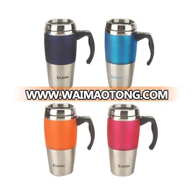 European Style 480ml Stainless Steel Travel Mug With Colorful ABS